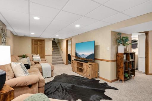 Lots of lighting to make the space feel cozy and warm
