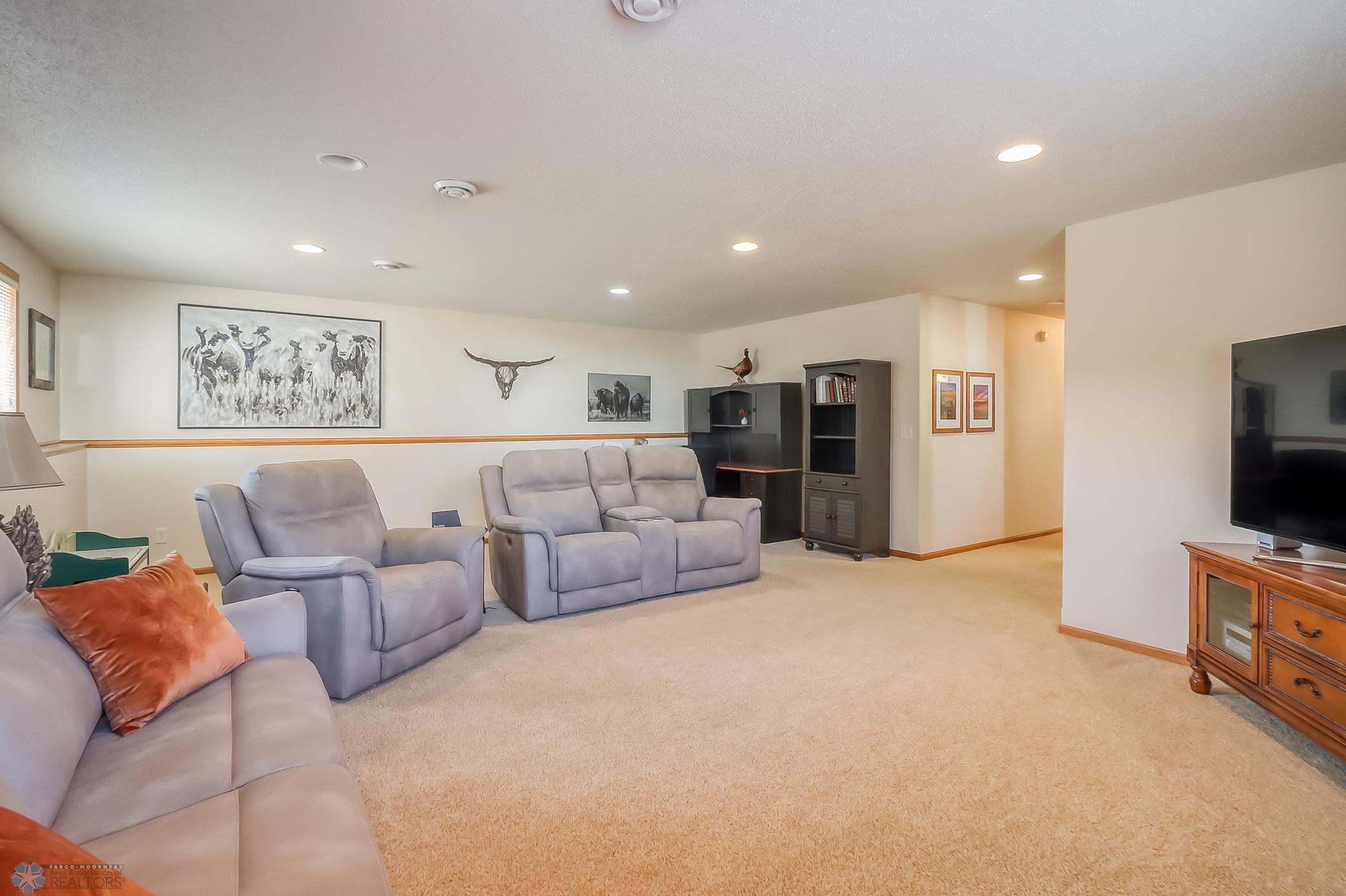 Roomy lower level family room