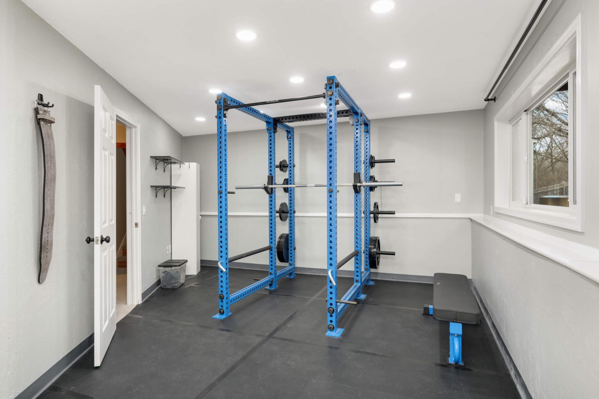 Original lower level family room converted to Gym