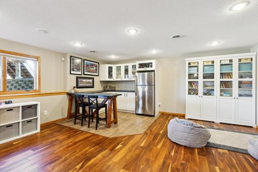 The bar area in the lower level family room is fabulous! A great spot to hang out and catch up! Did I mention that there is in-floor heat throughout the lower level to keep you nice and cozy even on the coldest of days!