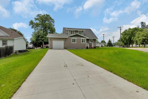 New cement driveway has great curb appeal.