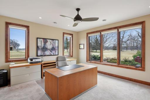 Lower level 4th bedroom, currently being used as an office.