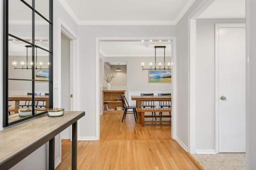 Foyer with hardwood floors that flow throughout the main floor