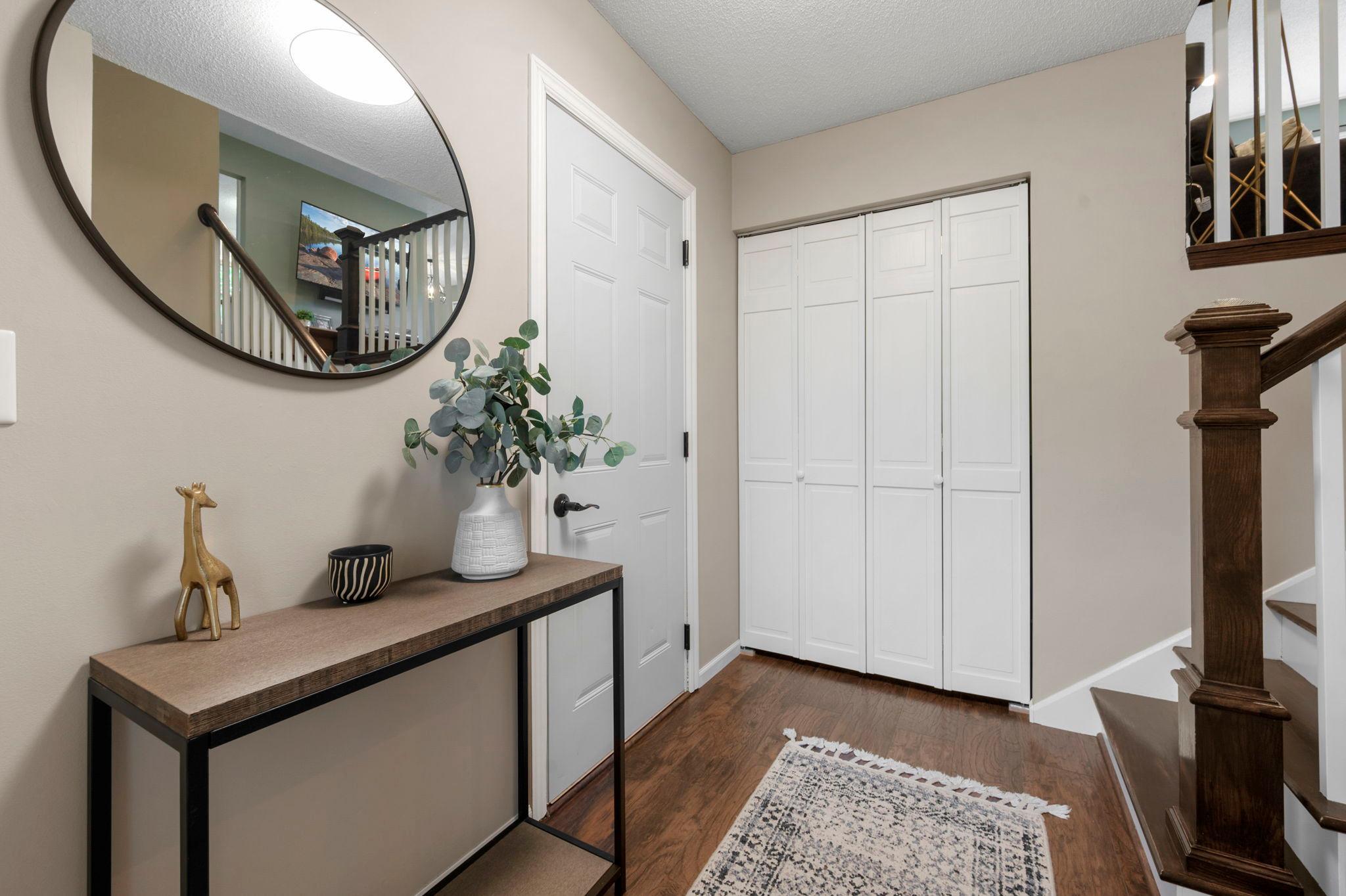 You will be welcomed by a nicely sized entryway with a full closet off garage.