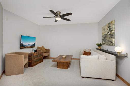 Upper level loft area that is perfect to relax, play games or have an exercise space!