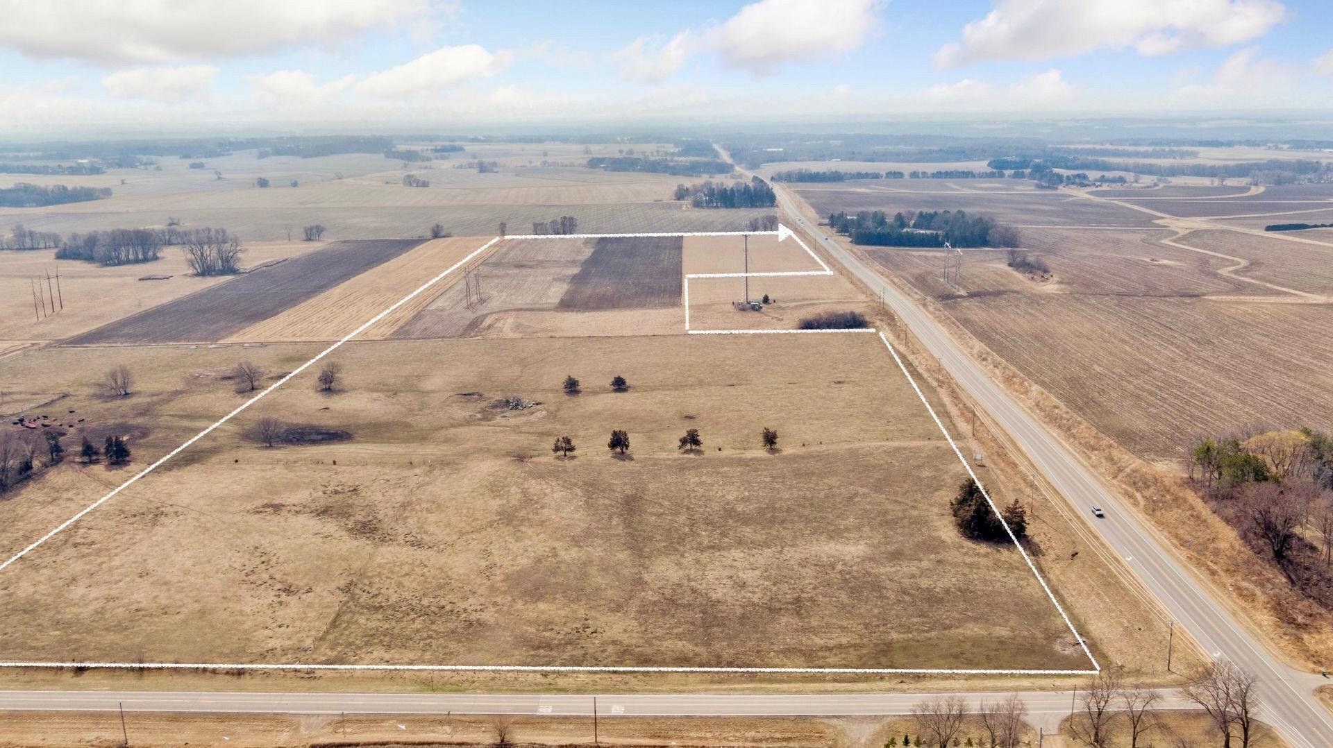50+ acres of prime farmland in Denmark Township! Boundary lines on photo are approximate.