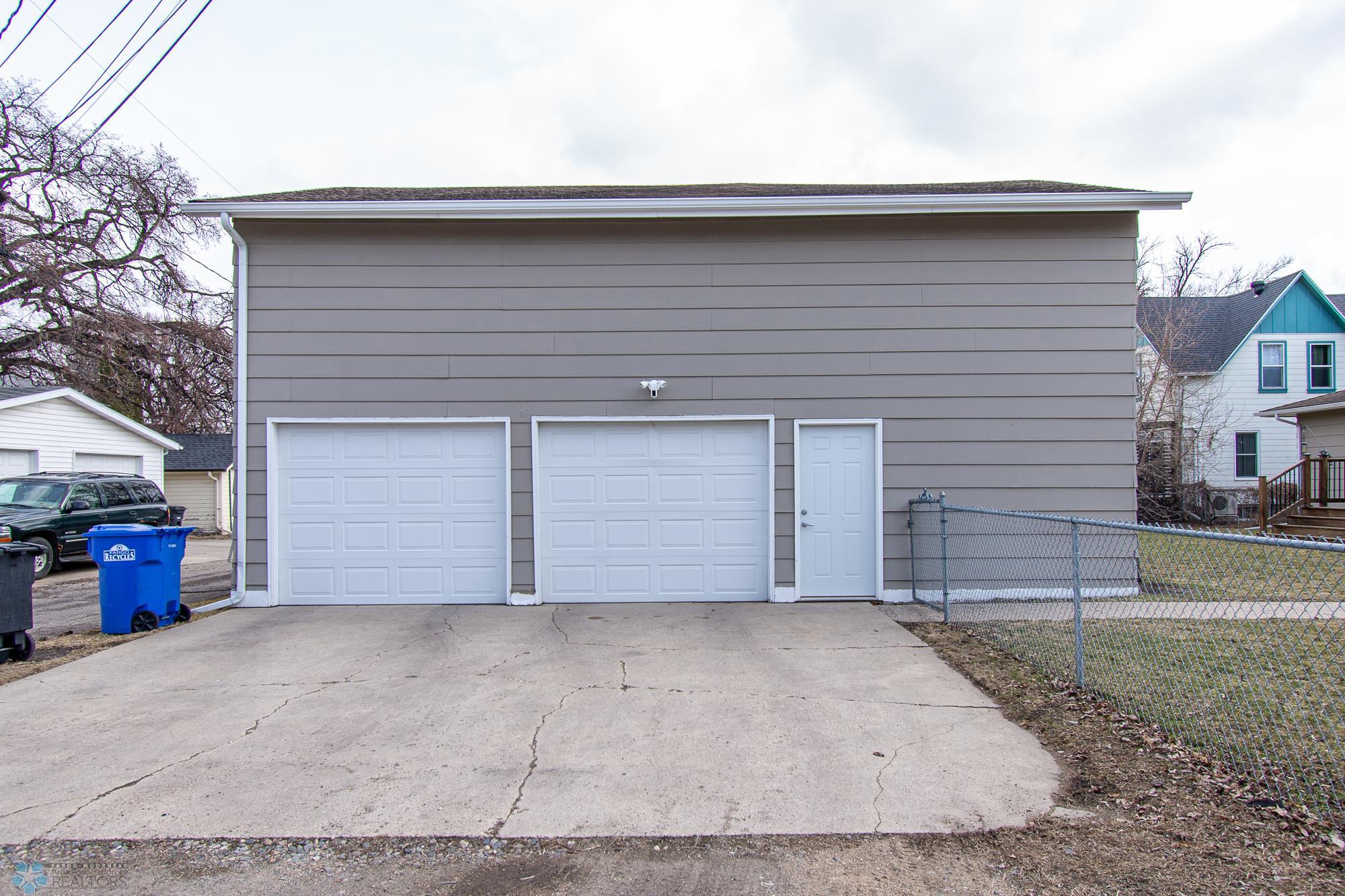 Oversized 2 car garage with upper level storage