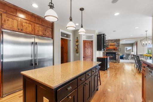 A new commercial sized fridge provides plenty of space for groceries.