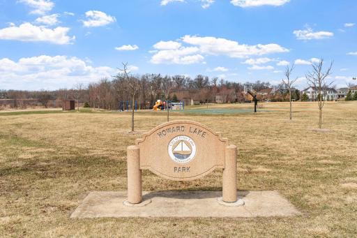 Sitting across from the home is Howard Lake Park with playground, basketball courts and baseball fields.