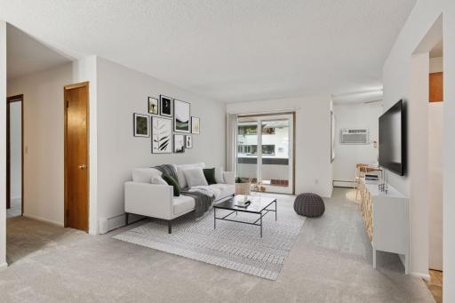 Family Room with sliding glass door out to the patio