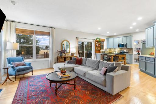Living room open to the kitchen
