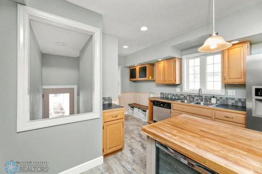 Kitchen view to dropzone area & backdoor entry
