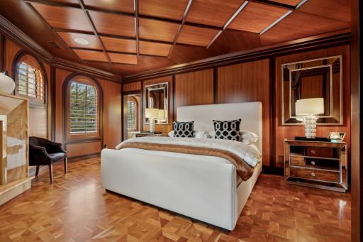 The master suite features a gas fireplace with spa-style en suite.