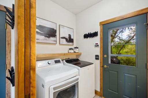 Form meets function in this well-appointed laundry room.
