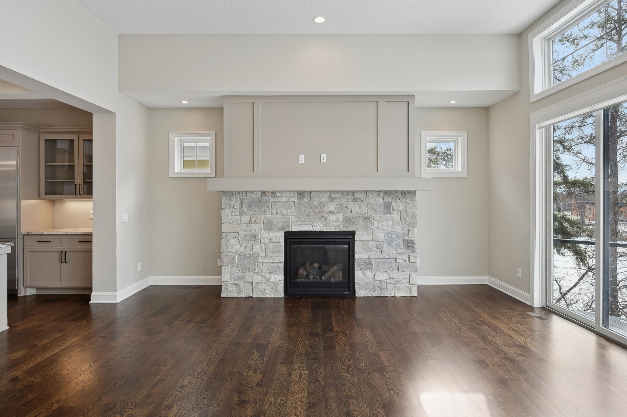 Gas fireplace with stone surrround