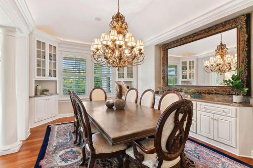 Large Formal Dining Room with Built-ins and Buffet