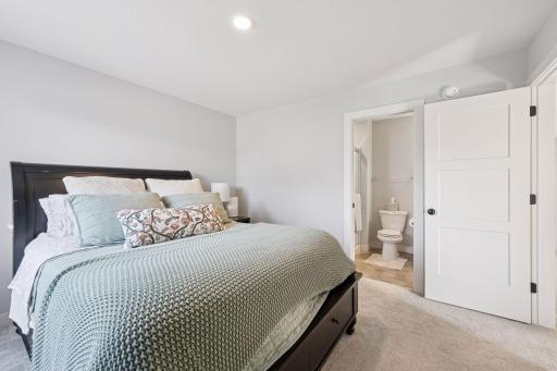 A private en-suite 3/4 bath attached to the guest bedroom.