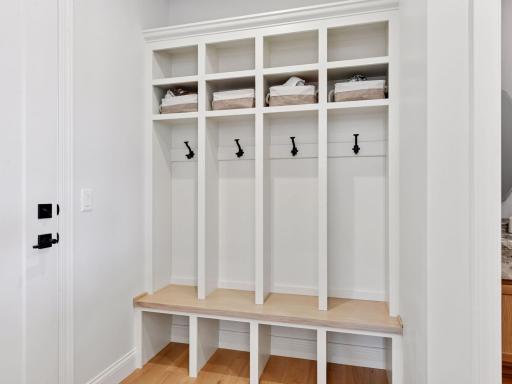 The convenient mudroom adds to the thoughtful design of this home.