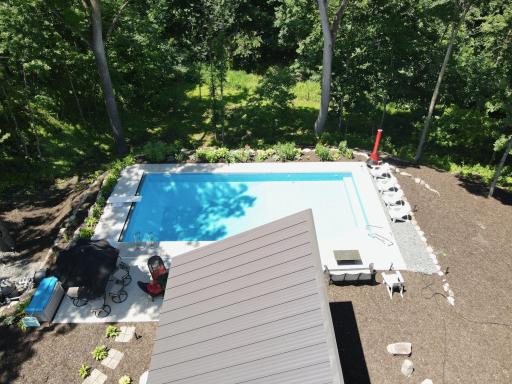 View of new salt water pool with full privacy.