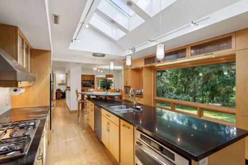 Meal prep will be a true delight here. There are expanses of countertops providing great workspace. Or set up a buffet or appetizer bar for casual get-togethers.