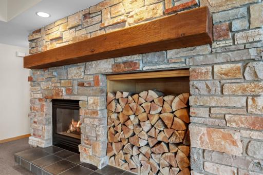 Gorgeous stone work and mantle.