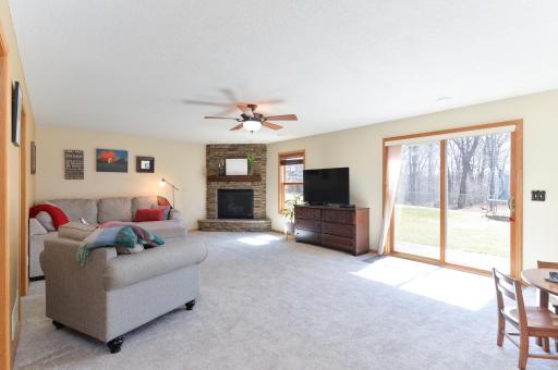 This view shows the sliding door to the yard and lets in great light