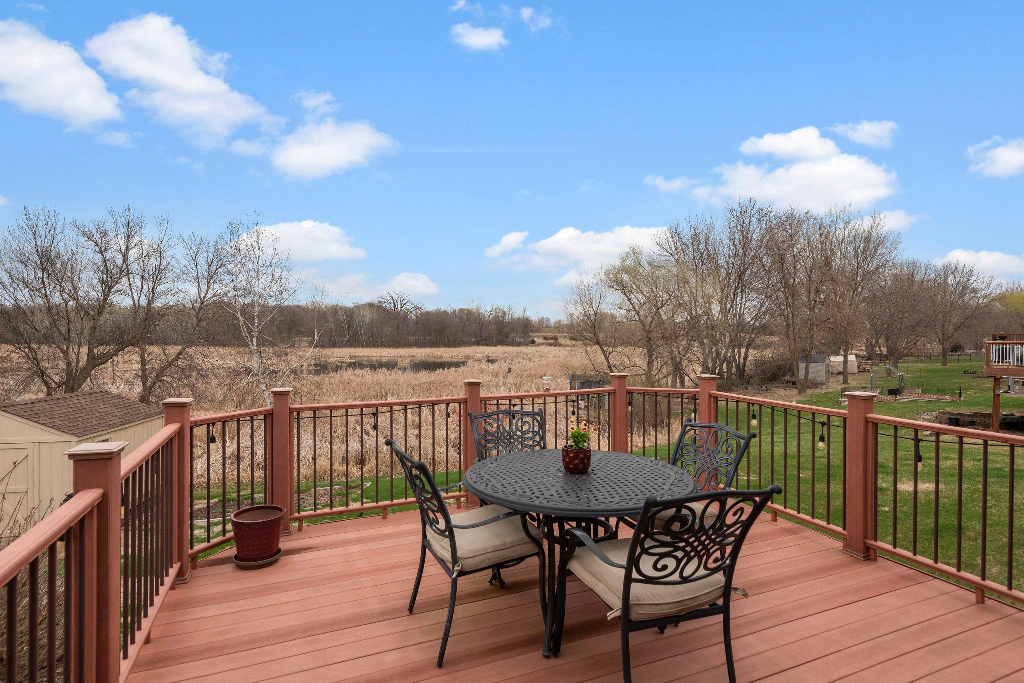 Your nice deck with awesome private views and steps to back yard!