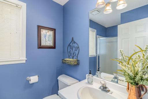 Main level 3/4 bathroom | Standing shower could be replaced with stackable washer and dryer in the future.