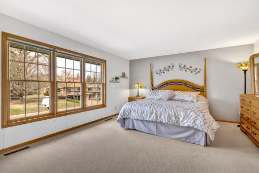 Primary suite has so much space, plus a jacuzzi tub and walk-in closet.