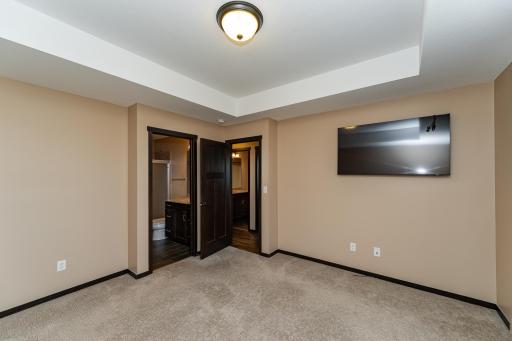 Primary suite with attached bath and walk-in closet