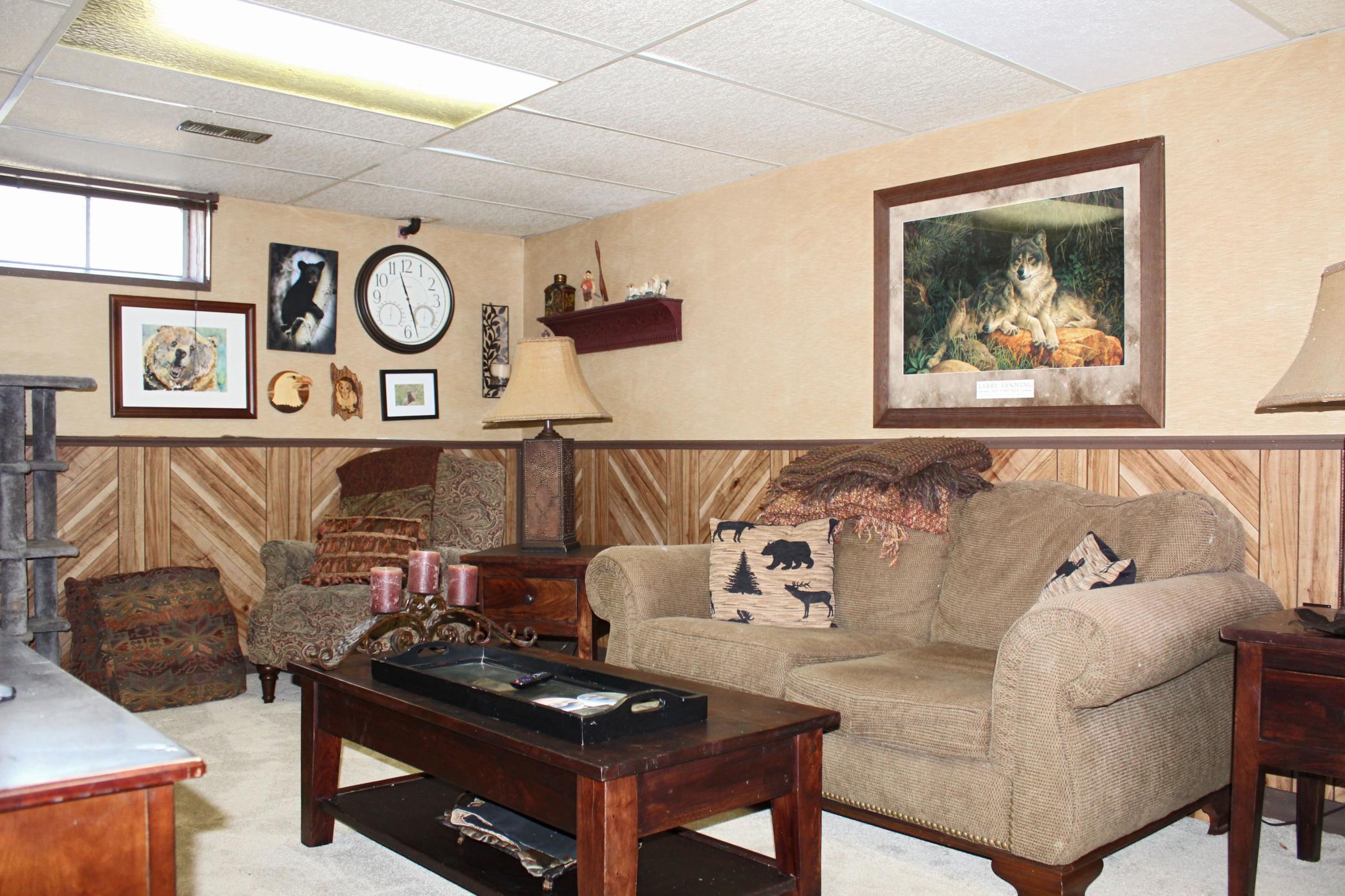 Cozy basement family room space