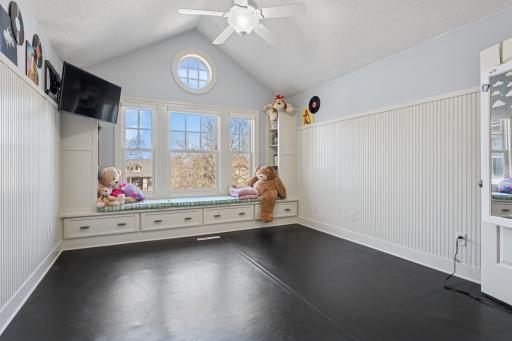 Adorable 3rd bedroom with large window seat (current flooring was installed for dance room)