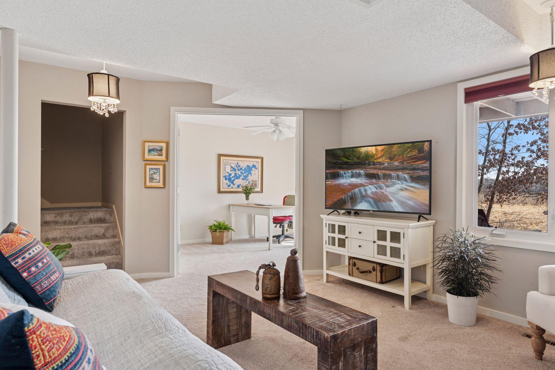 Another bright sunny place to enjoy the privacy and the setting.
3rd bedroom could make this level a perfect, private retreat for family or guests.