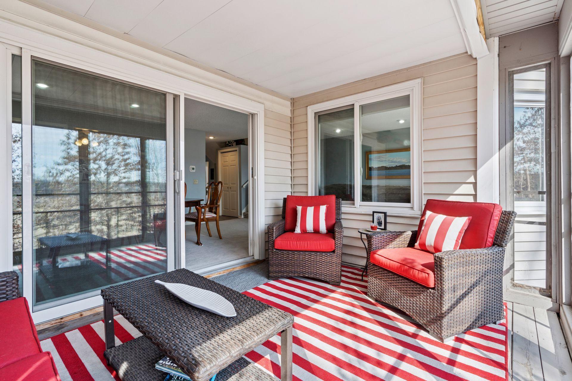 A cozy room for 3 seasons of entertaining in a natural setting and enjoying the sunset.