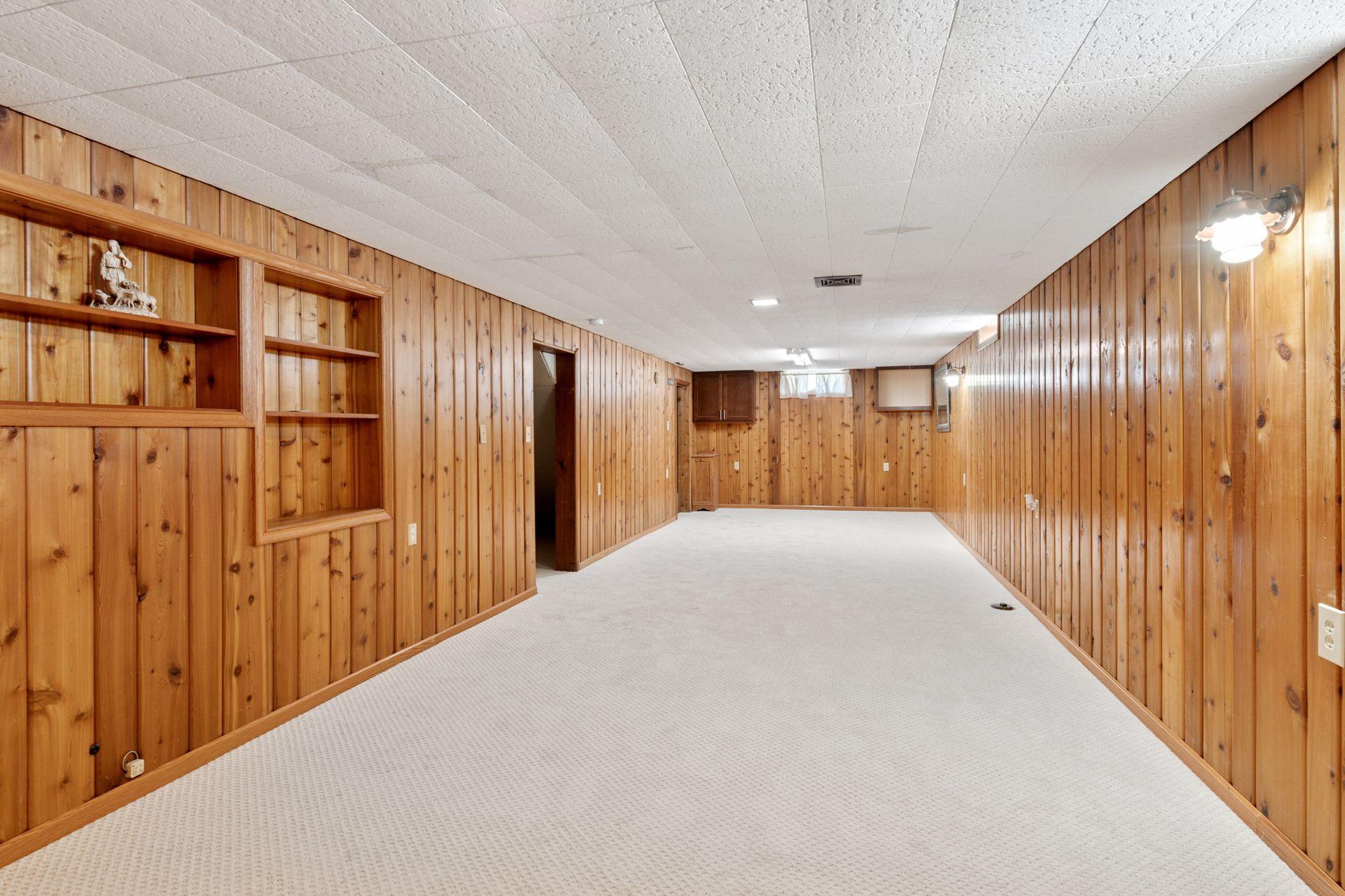 Large, up north, cabin feeling basement