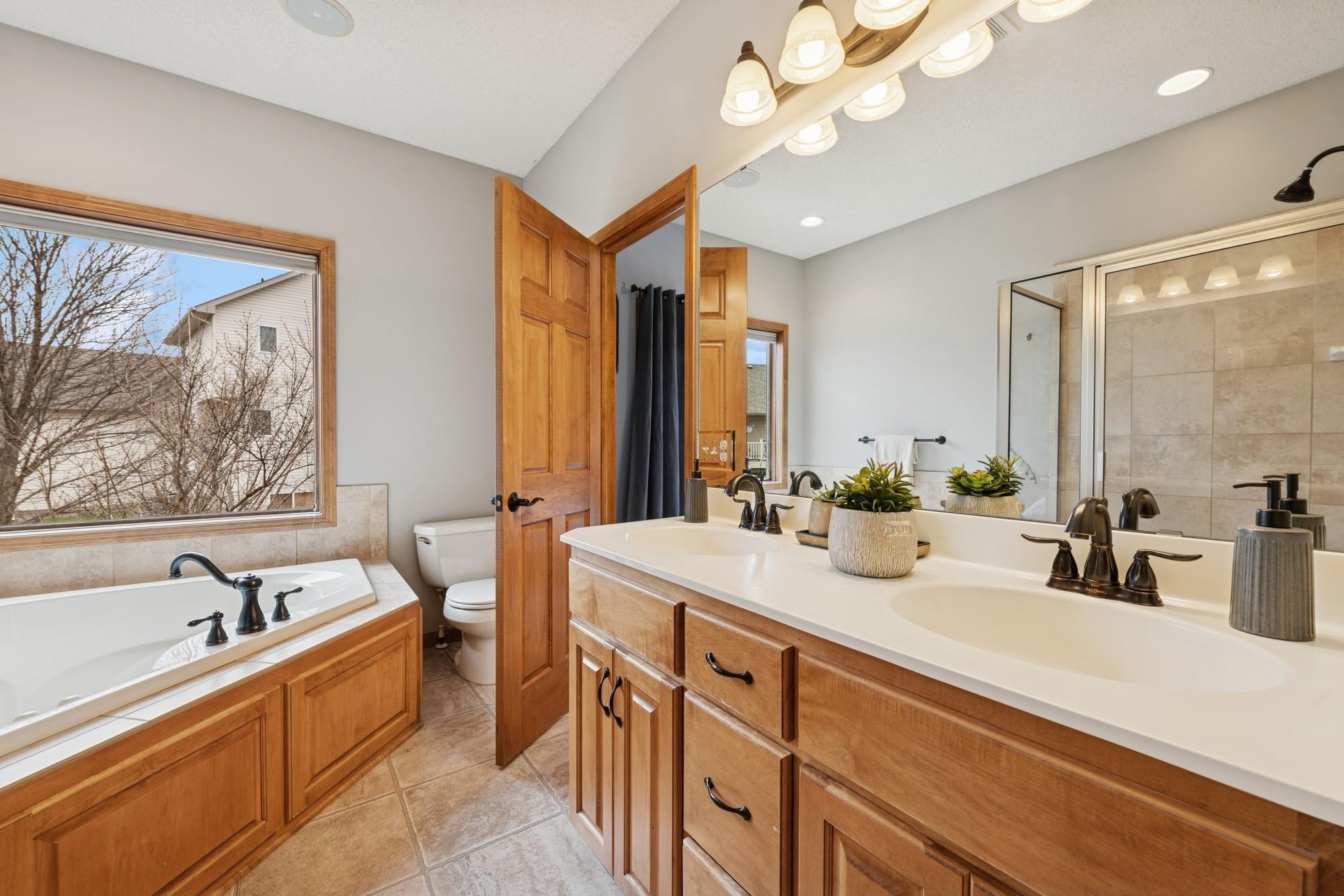 Primary Bath with dual sinks.