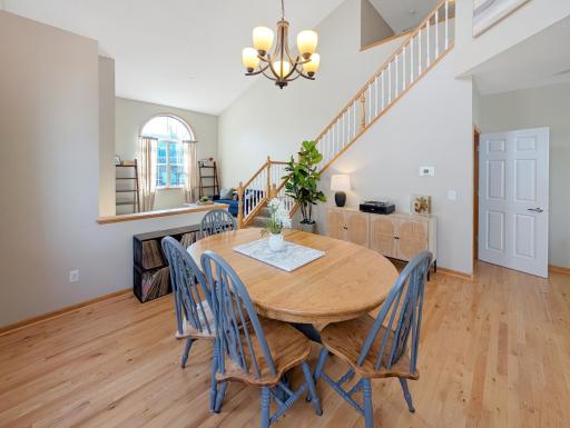 Enclosed by half-walls, this space is perfect for a dining table in front of the window!