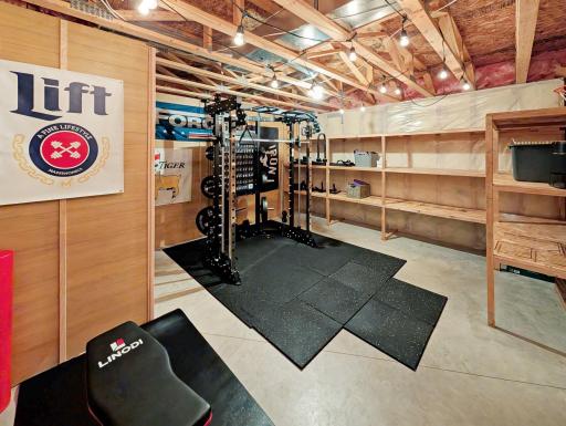 Basement room with plenty of storage space.