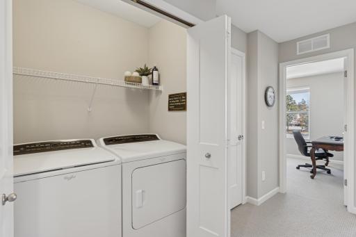 Laundry is on the same level as all three bedrooms