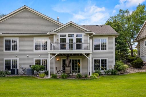 Back of home. Notice the covered lower level patio in the walk-out lower level