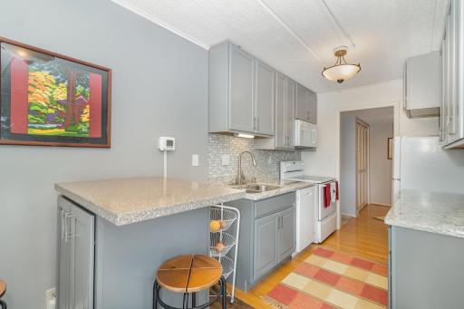 Built-in dishwasher and microwave; hardwood flooring
