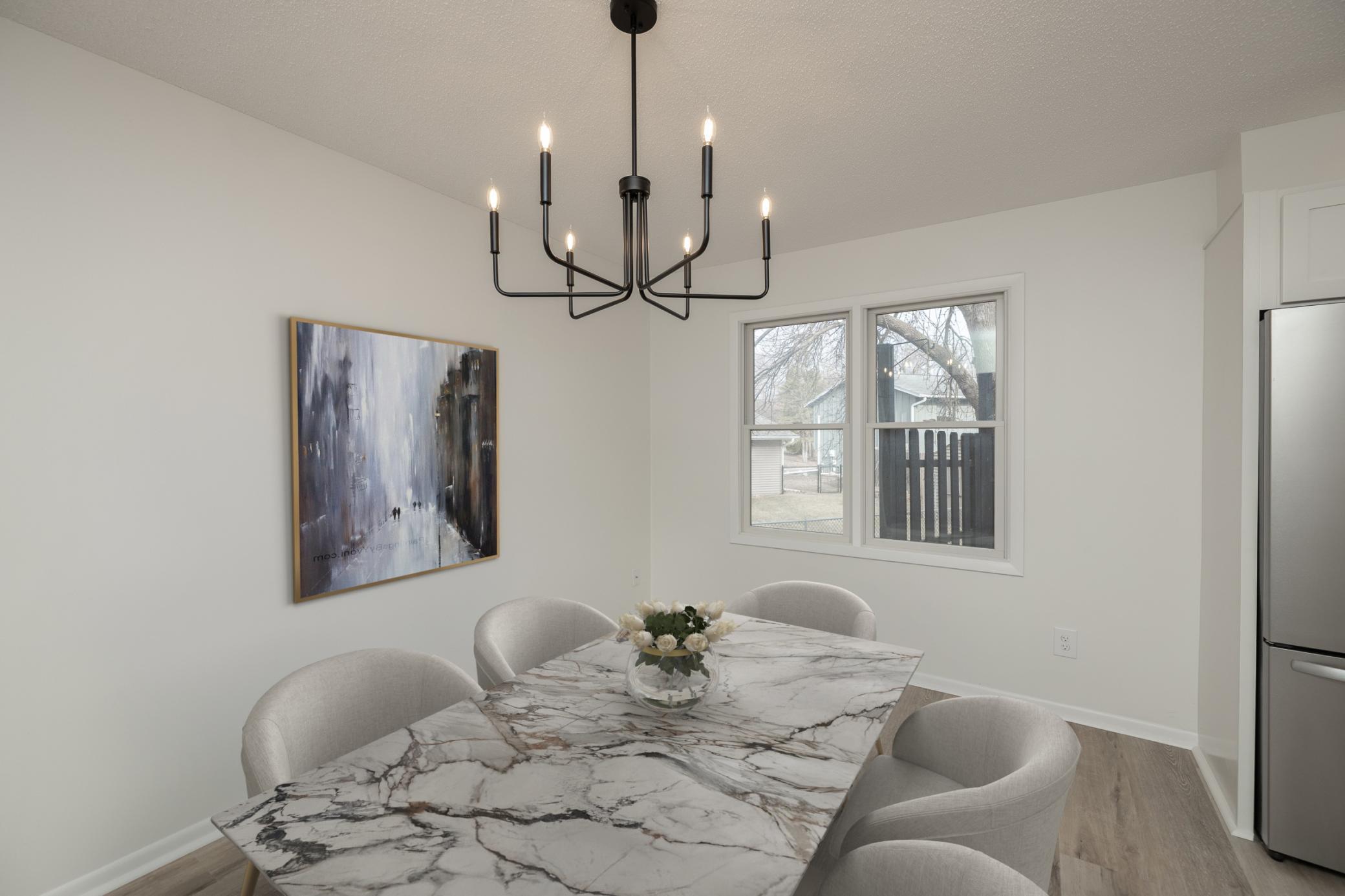 Virtually staged photo of dining room
