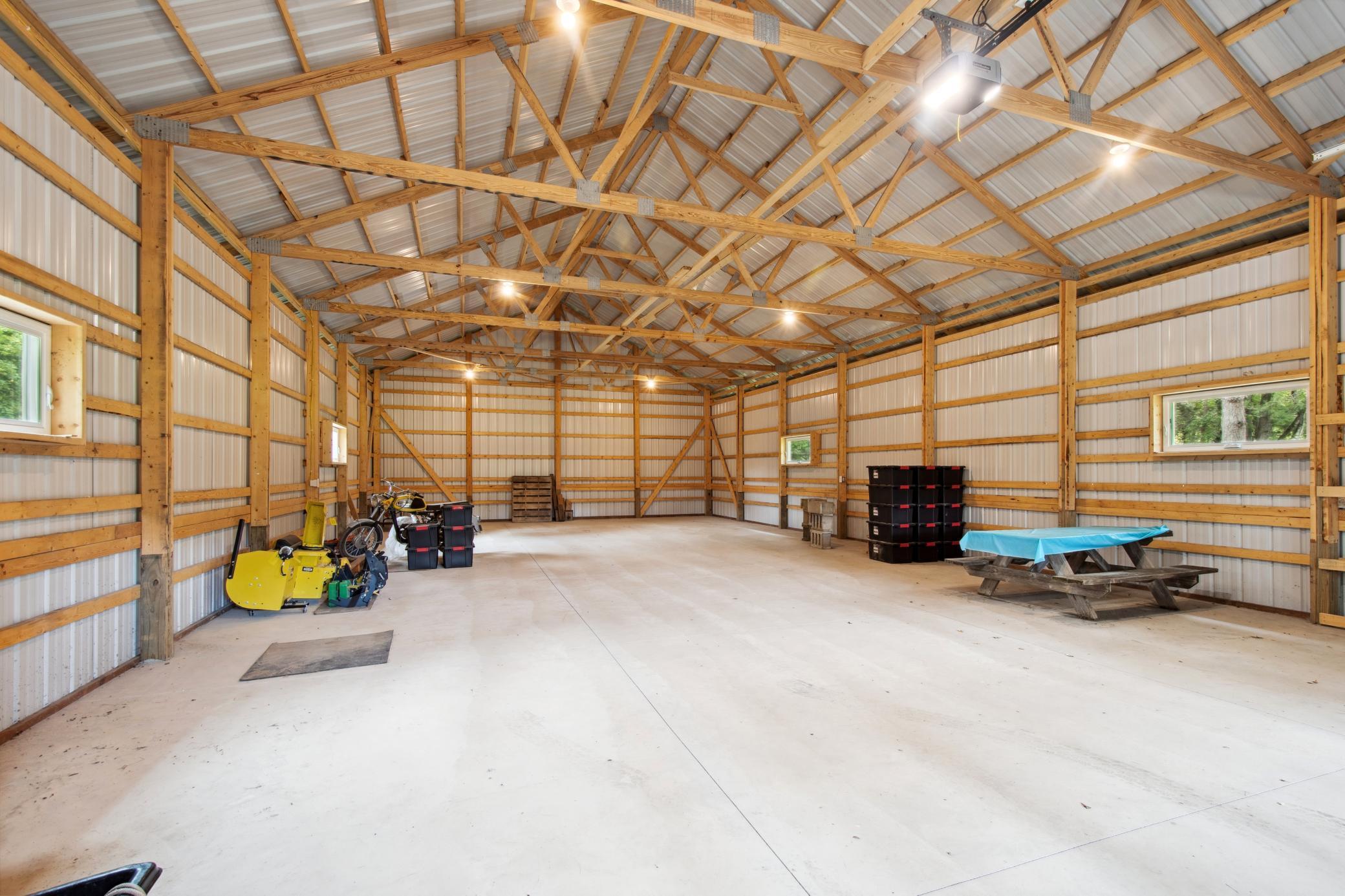 Concrete floor and electrical service in this new storage shed. Imagine the possibilities.