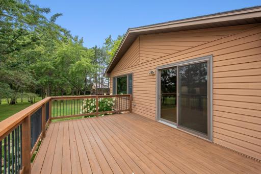 Patio door from the dining area to the large deck.