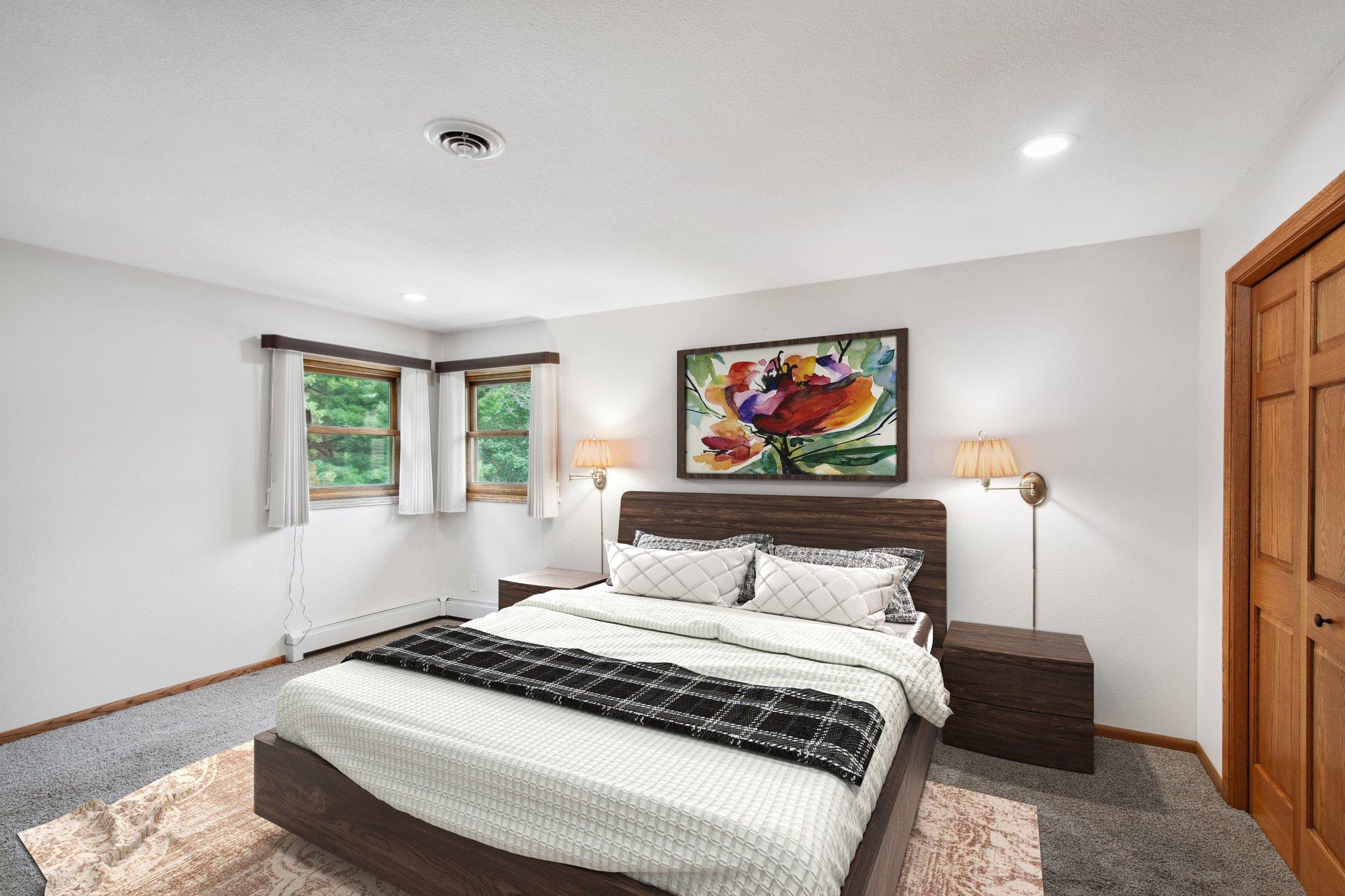 Bedrooms are roomy and will handle lots of furniture.