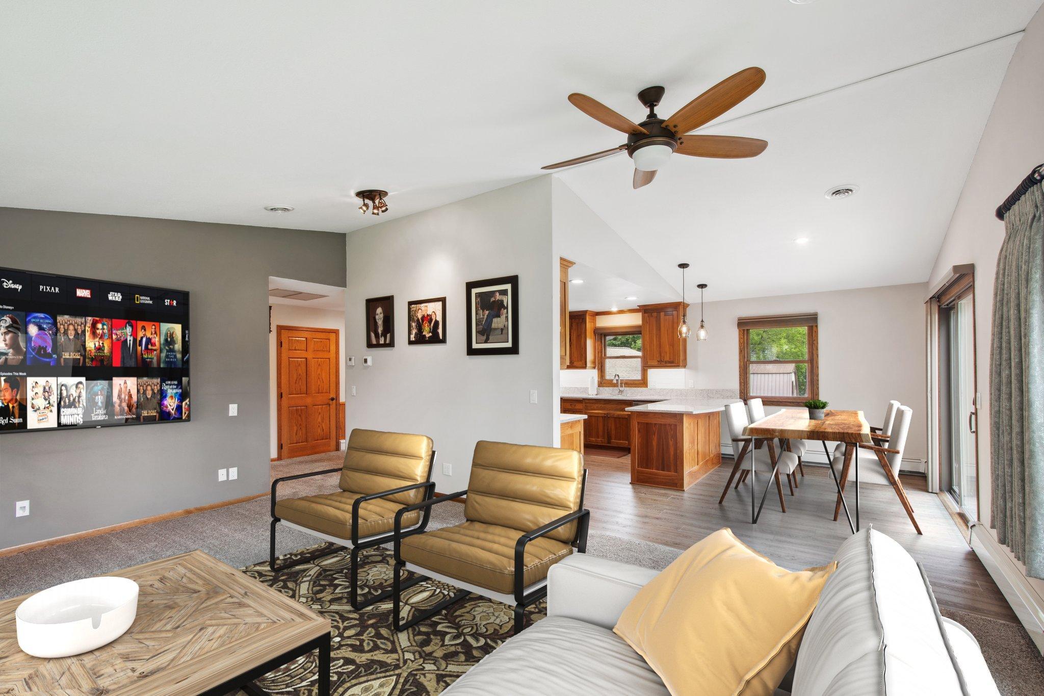 Open vaulted area with lots of great natural light.