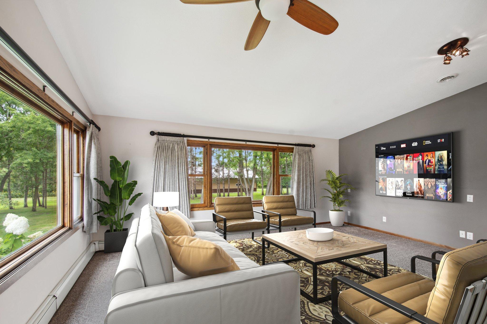 Large living room gives you many décor options.