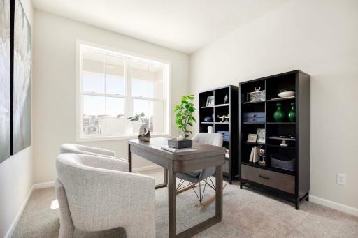 Main floor office includes closet (not shown in photo) so this room can be used as a bedroom with adjacent bath.