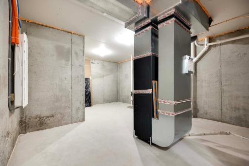 Lots of room for storage in basement mechanical room.