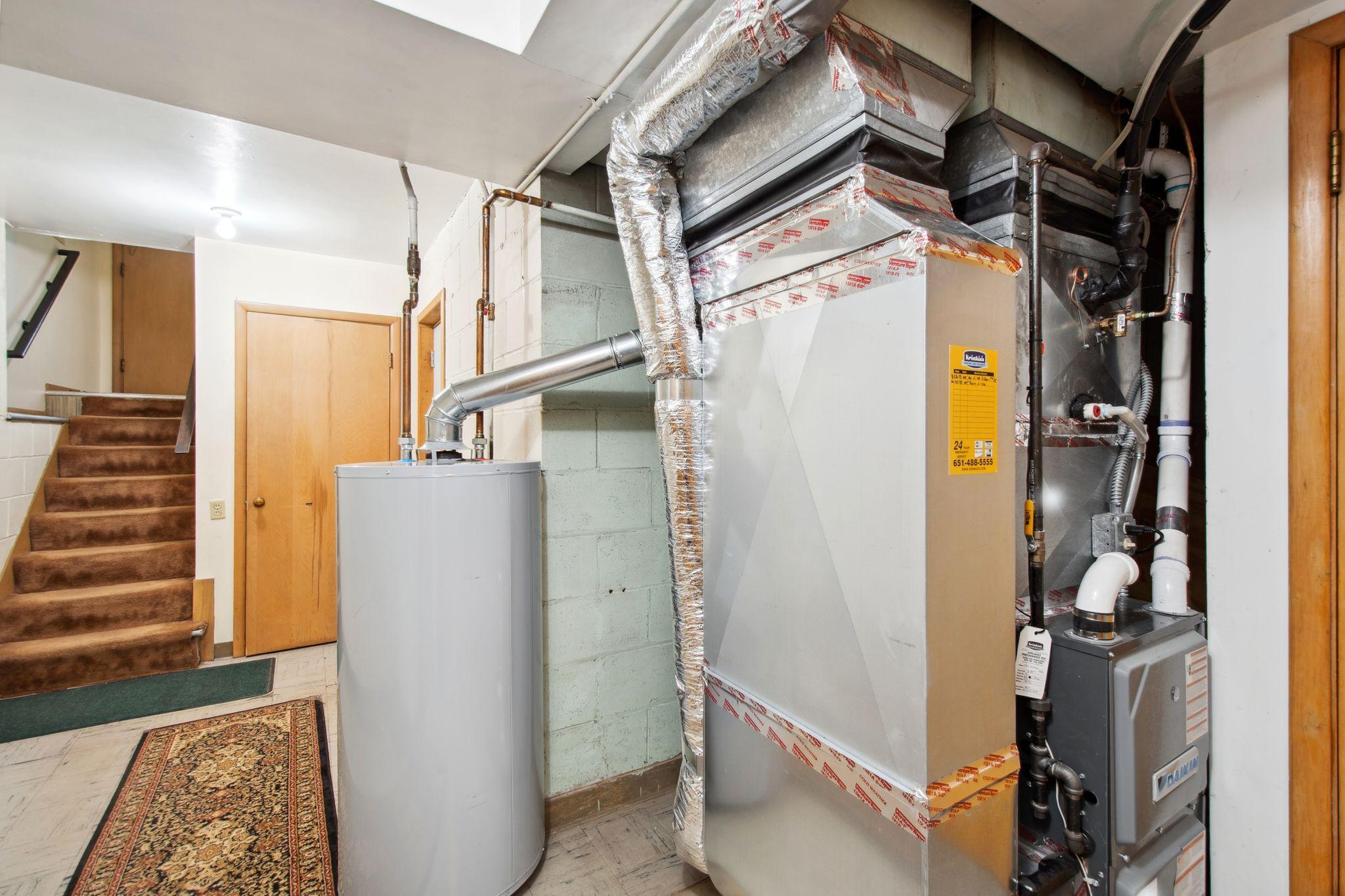 The furnace is 3 years old and the water heater is from 2013.